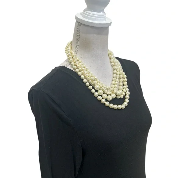J. Crew Classic Cream Beaded faux pearl layered 5 multi strand Necklace marked - Picture 6 of 11